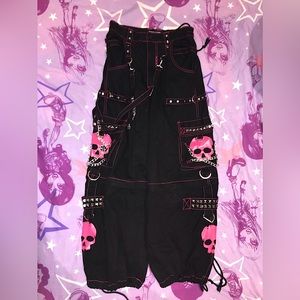 (SOLD) Dollskill Pink Super Skull Wide Leg Pants